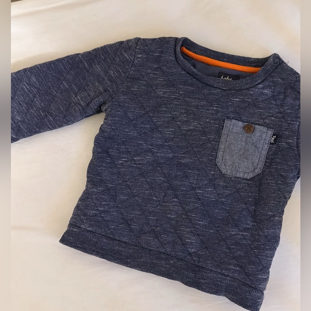 Baby bgosh quilted navy crewneck 18 m